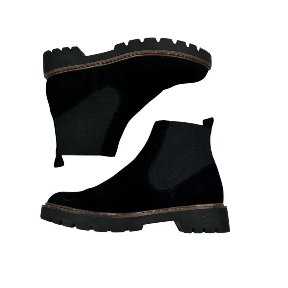 Dolce Vita Pepper Black Suede Leather Chelsea Pull-On Boots Women's Size 7.5